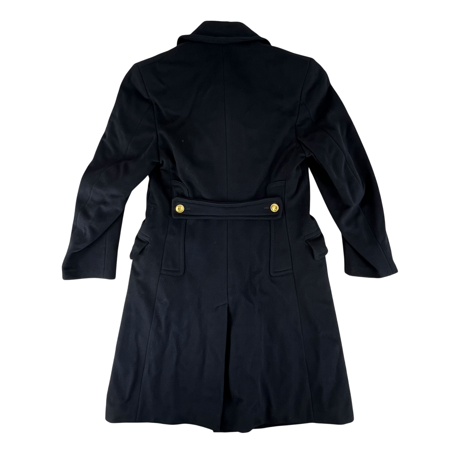 British Royal Navy 60s Black Wool Greatcoat - Small