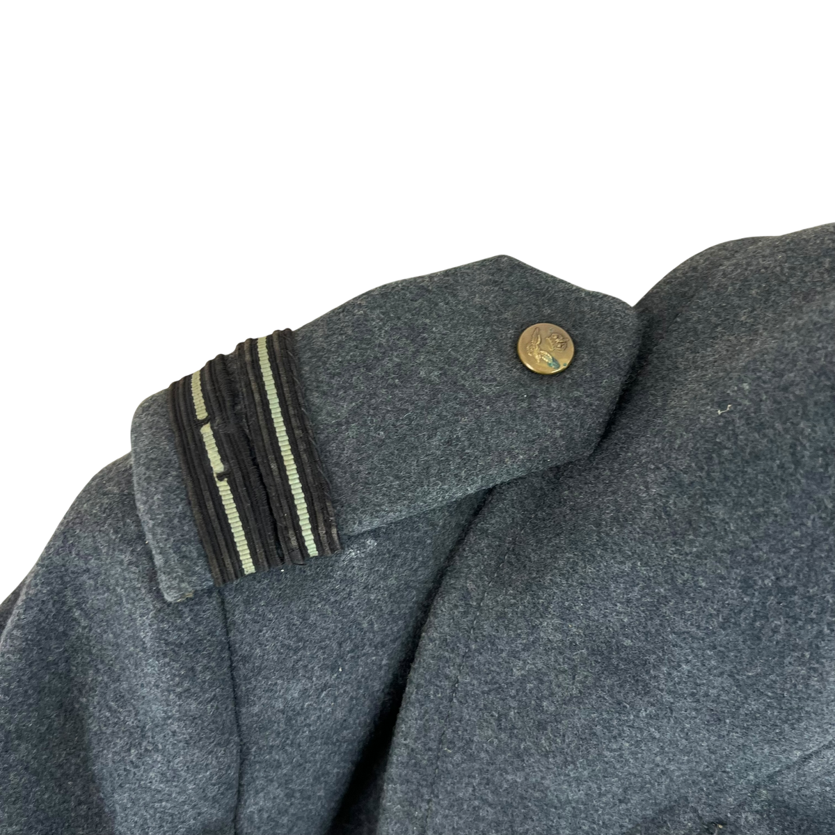 British RAF WW2 40's Officer's Blue Grey Wool Greatcoat w/ Belt - Medium Size 6