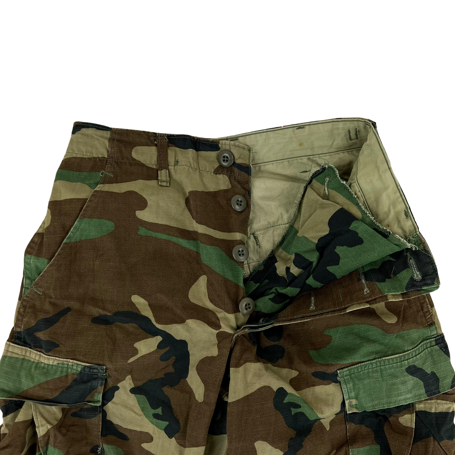 US Army Vintage M81 Woodland Camo Ripstop BDU Combat Trousers - W27.5 L32.5