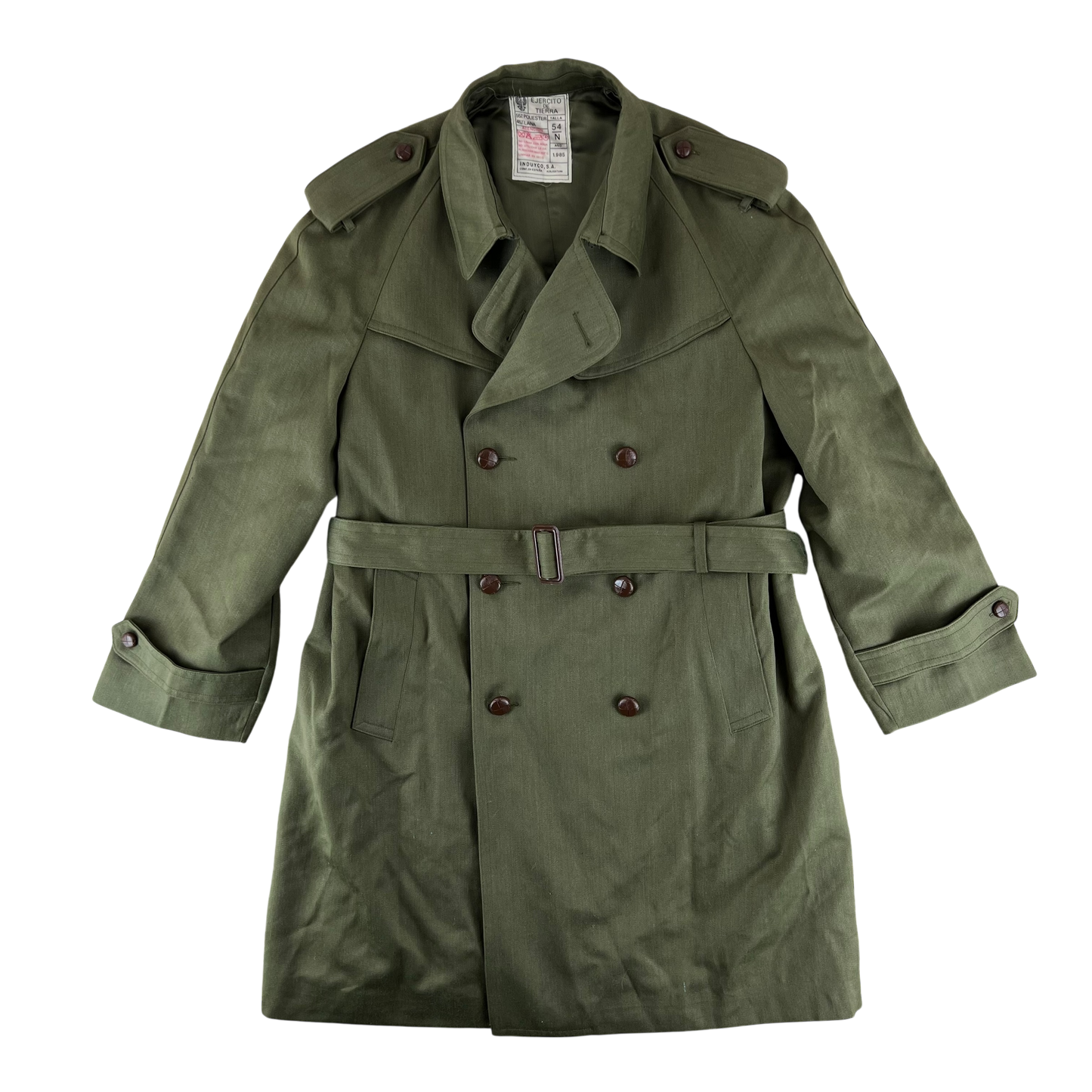 Spanish Army 80s Green Trenchcoat - Large