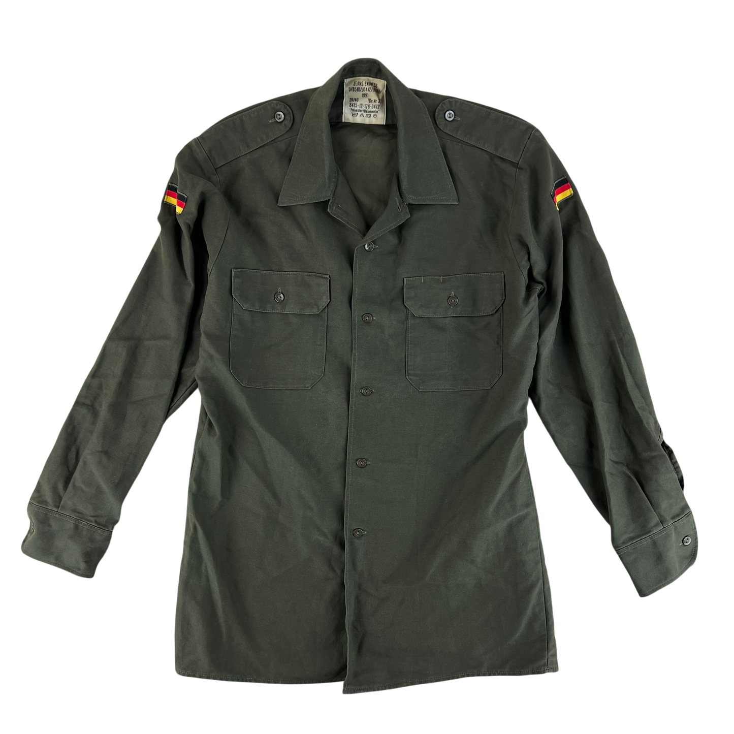 German Army Olive Green Long Sleeve Field Shirt - Medium GrNr3