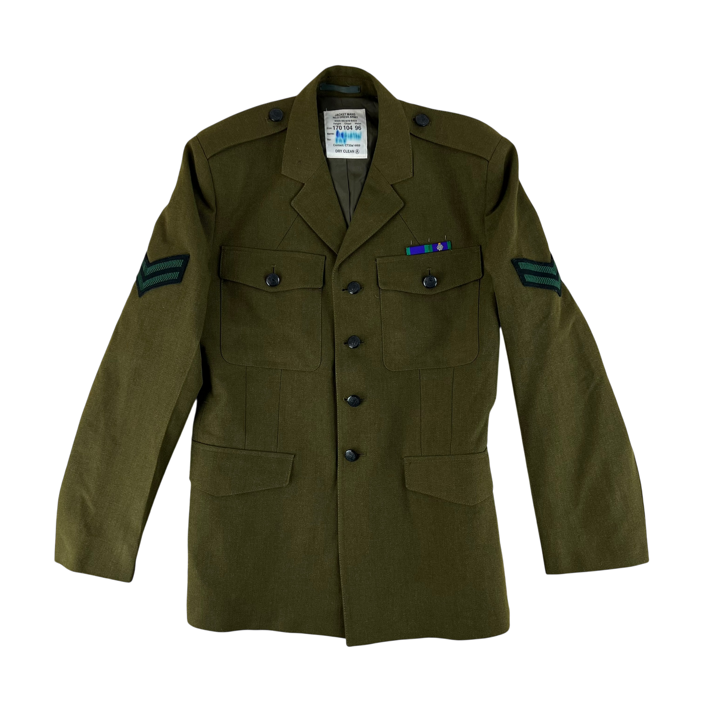 British Army No. 2 Khaki Green Dress Jacket - Royal Irish Rangers - Medium 170/104