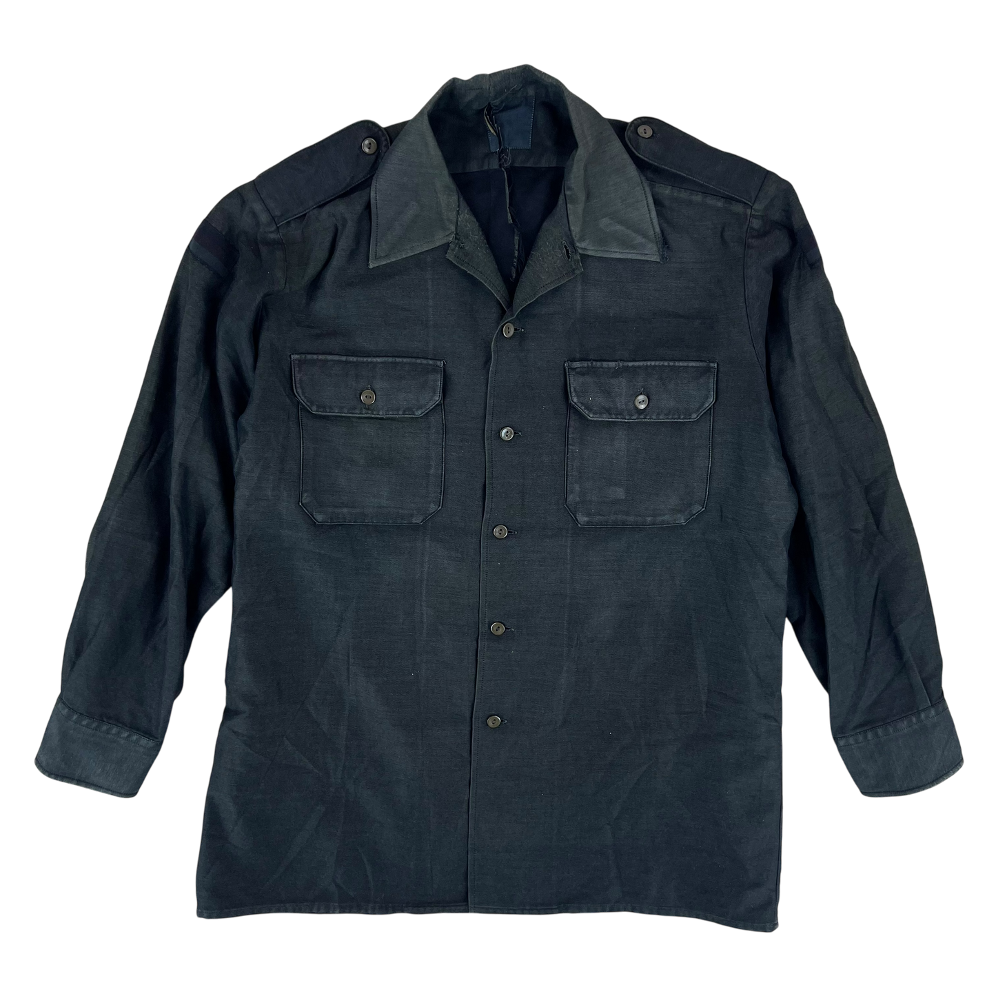 German Army Re-Dyed Black Long Sleeve Field Shirt - Large