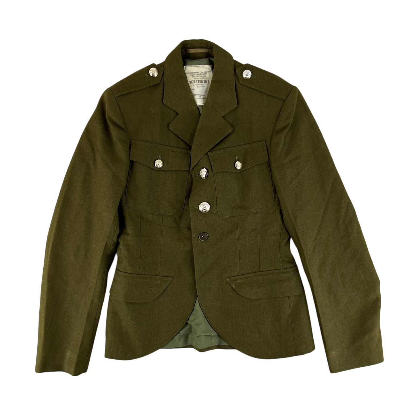 British Army No. 2 Dress Jacket Khaki Green Scottish Pattern - Queen's Own Highlanders - Medium 176/96