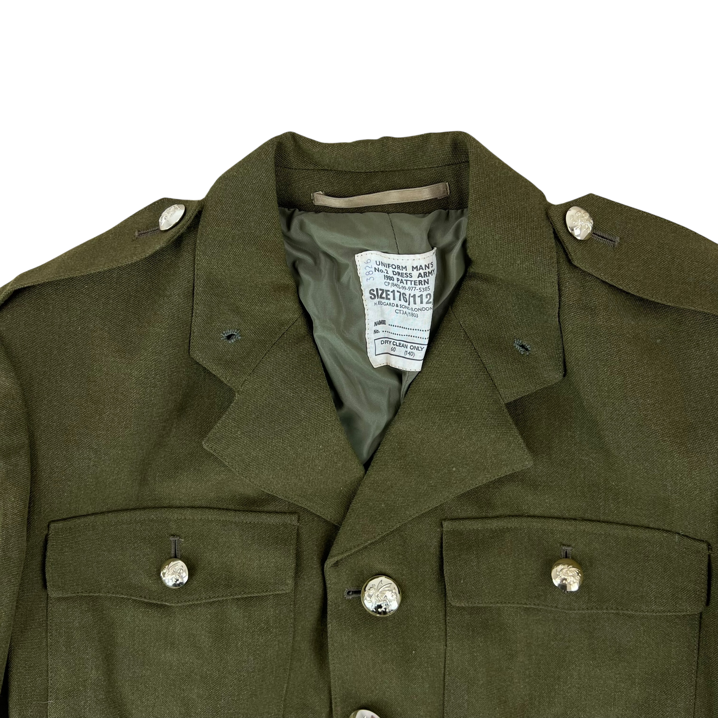 British Army 1980 Pattern No. 2 Olive Green Dress Jacket - Welsh Brigade - Large 176/112
