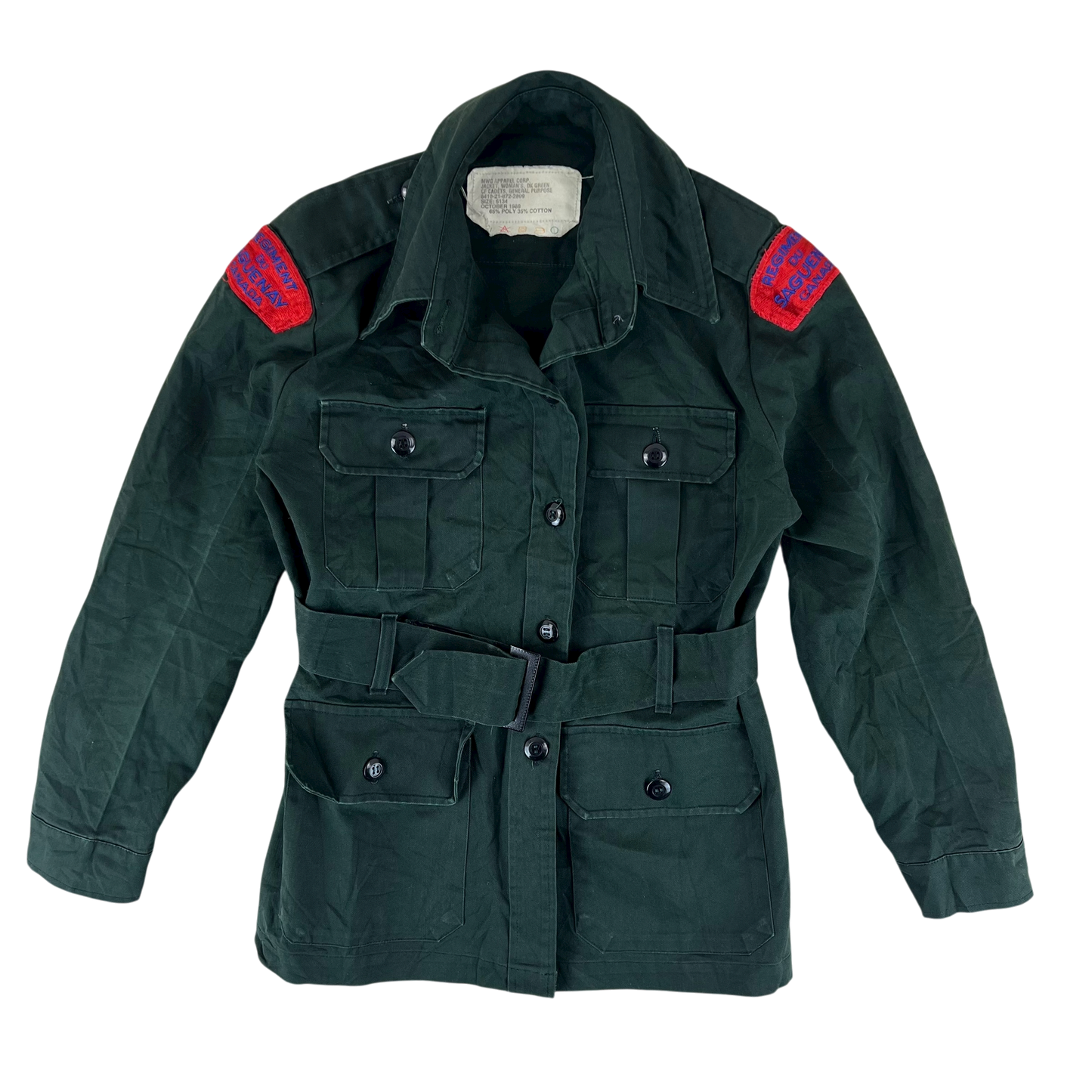 Canadian Army Women's 80's Green CF Cadets Safari Jacket - Small