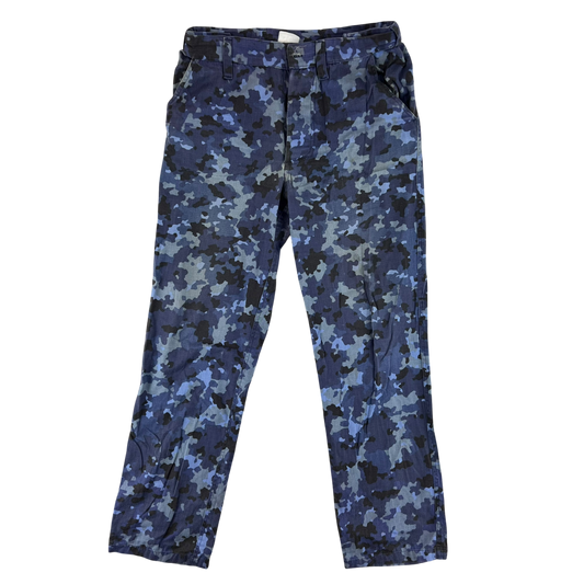 Romanian Navy M2017 Blue Camouflage Ripstop Trousers - W32 L30.5