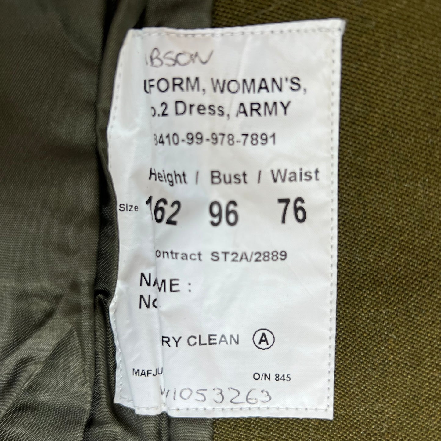 British Army 1980 Pattern Women's No. 2 Olive Green Dress Jacket - REME - Small 162/96