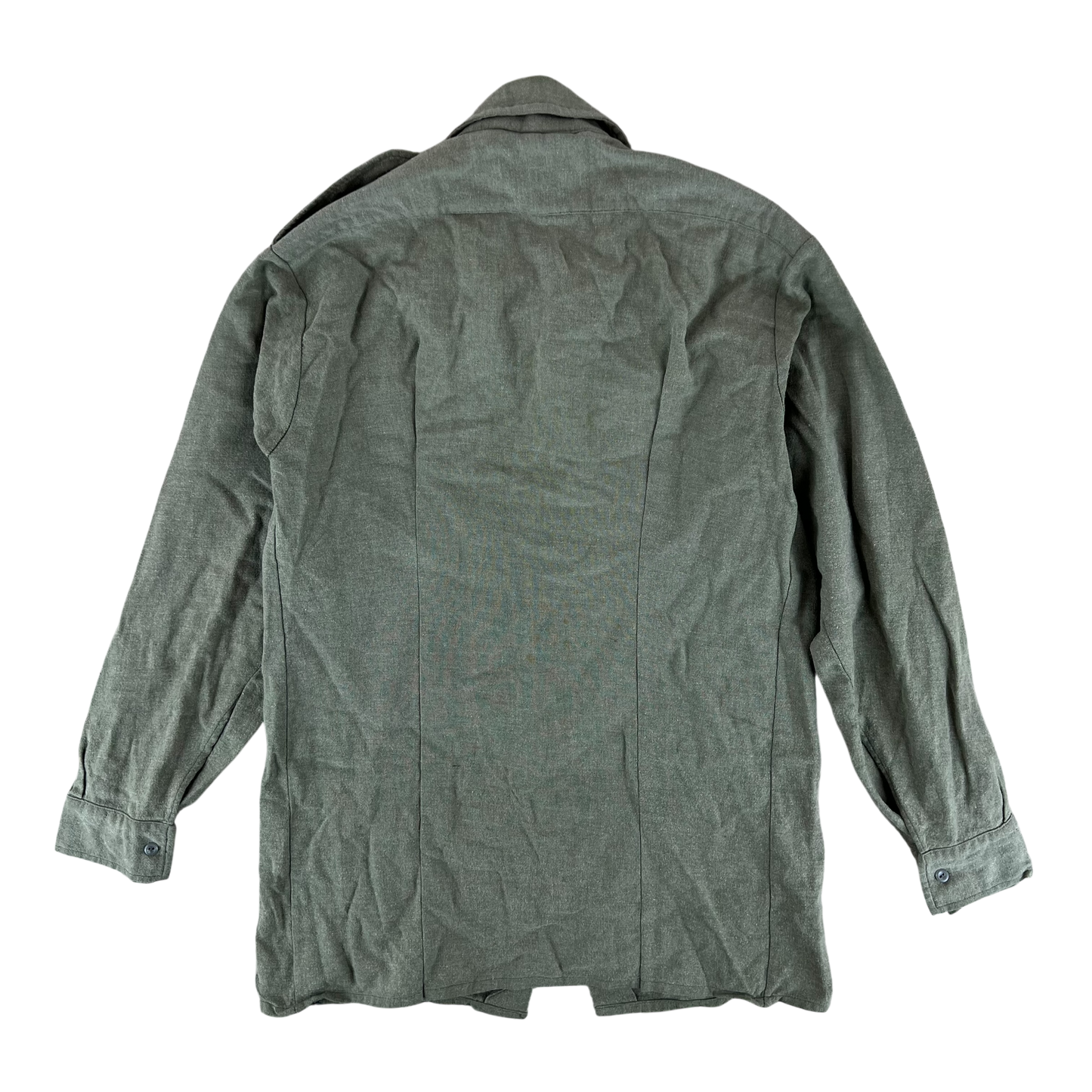 British Army Mens Olive Green Wool Shirt Long Sleeve - Medium SIZE 2