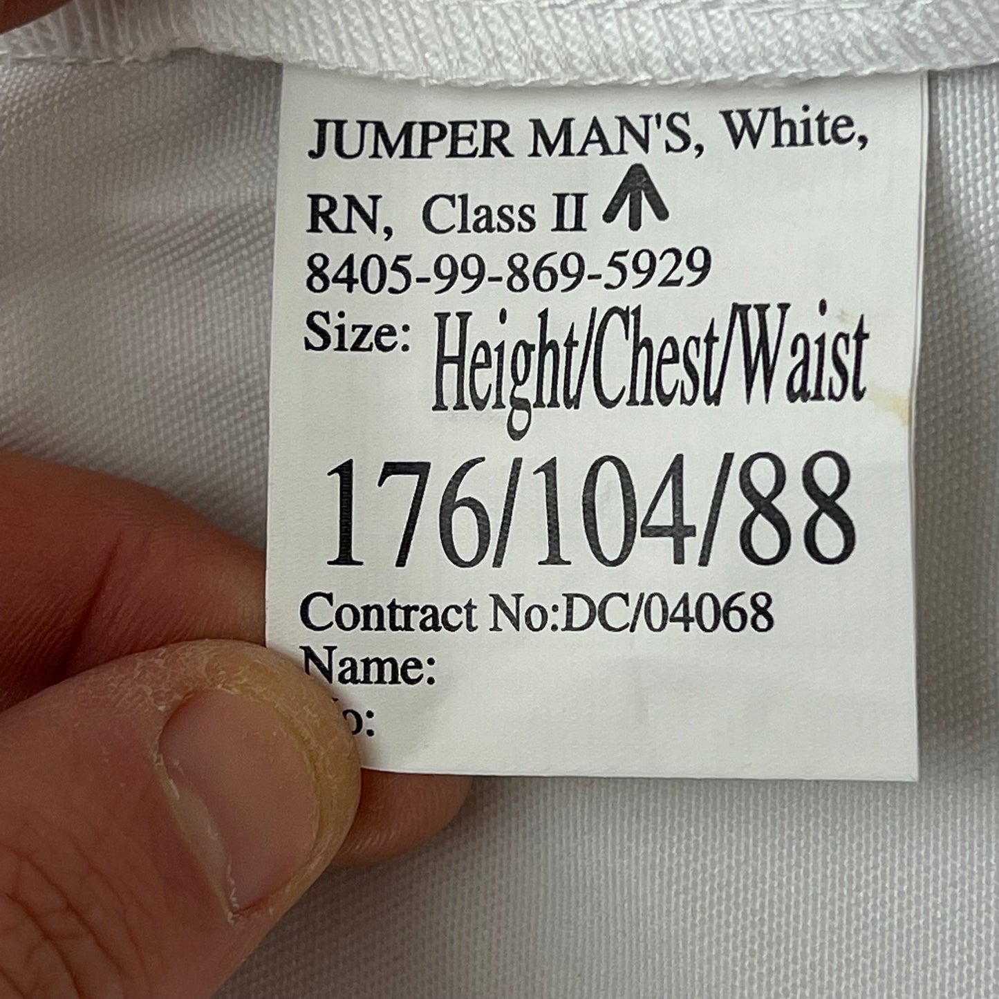 British Royal Navy Class II White Jumper Sailor's Top - Large 176/104