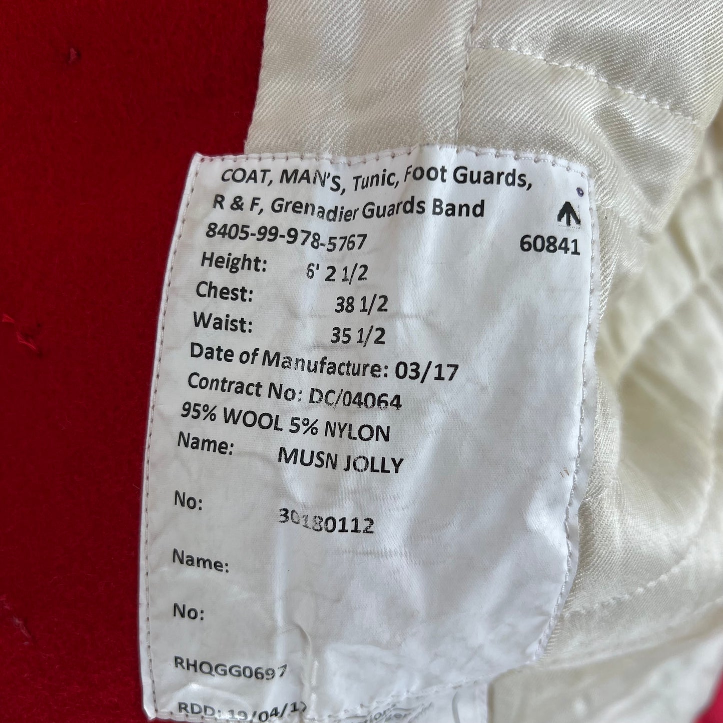 British Army Footguard's Jacket R & F - Grenadier Guards - Medium