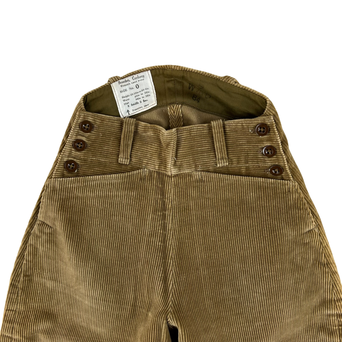 British Army WW2 Women's Land Army Corduroy Breeches - W26 SIZE 0