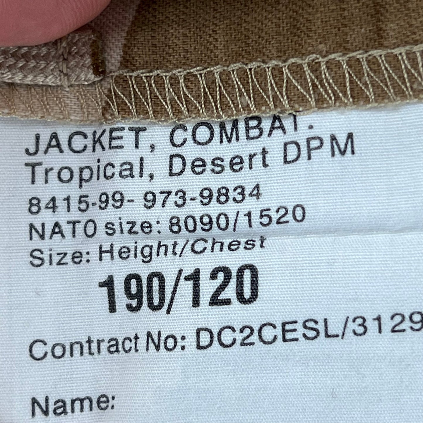 British Army Desert DPM Camouflage S95 Combat Jacket / Shirt -X Large 190/120