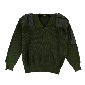 Italian Army Olive Green V Neck Pullover Jumper - X Large