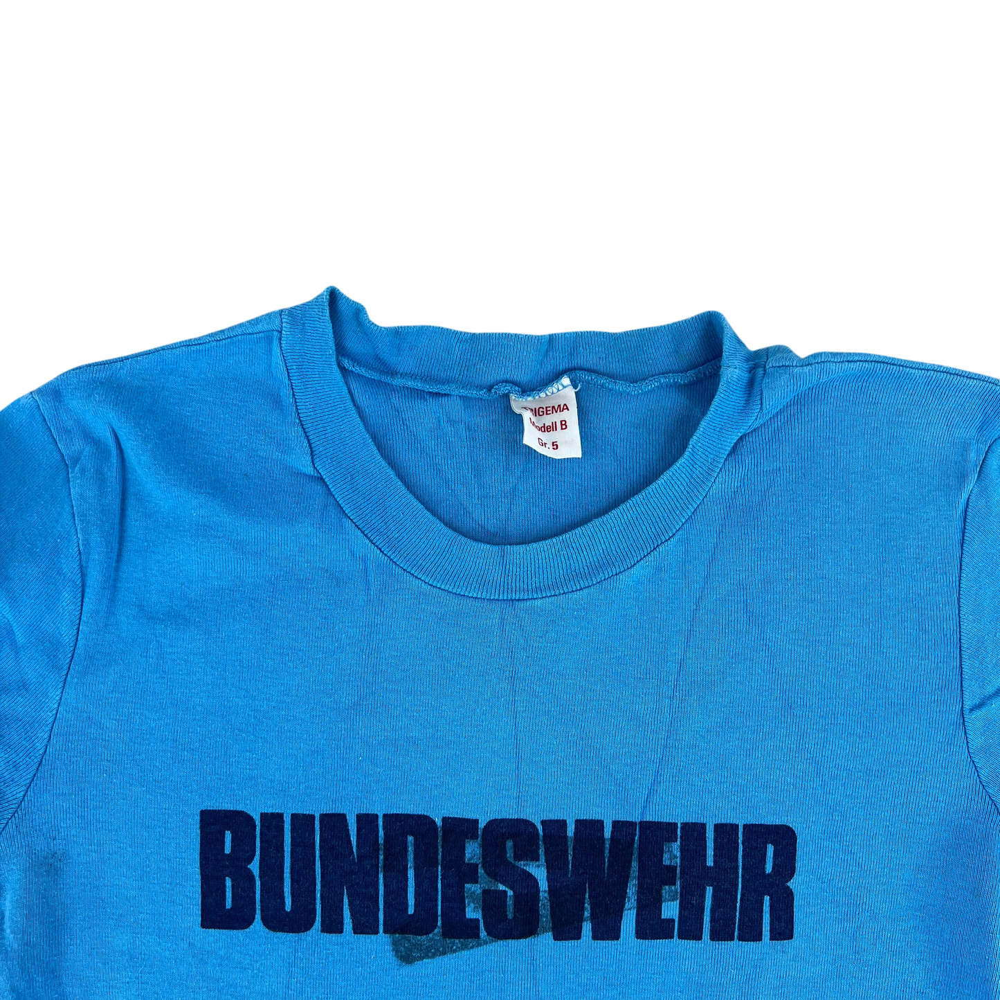 West German Army 70s Blue Training T Shirt - X Small