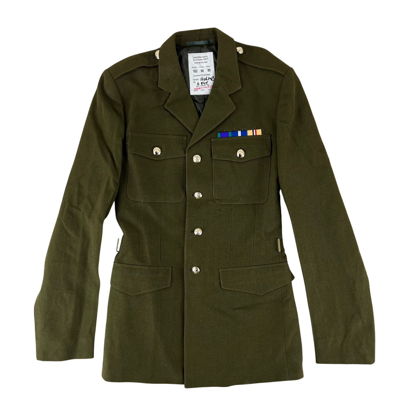 British Army 1980 Pattern No. 2 Olive Green Dress Jacket - Royal Yorkshire Regiment - Medium 182/92