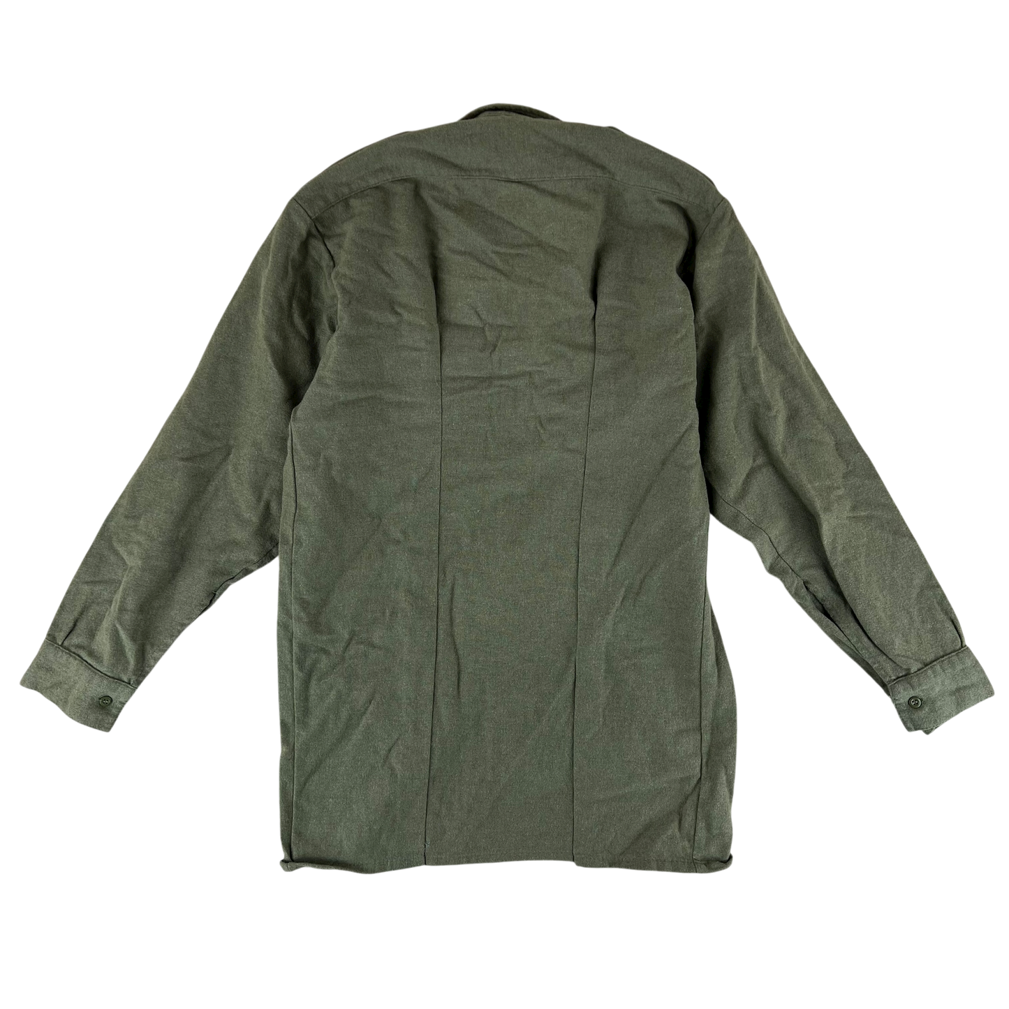 British Army Mens Olive Green Wool Shirt Long Sleeve - Medium SIZE 2