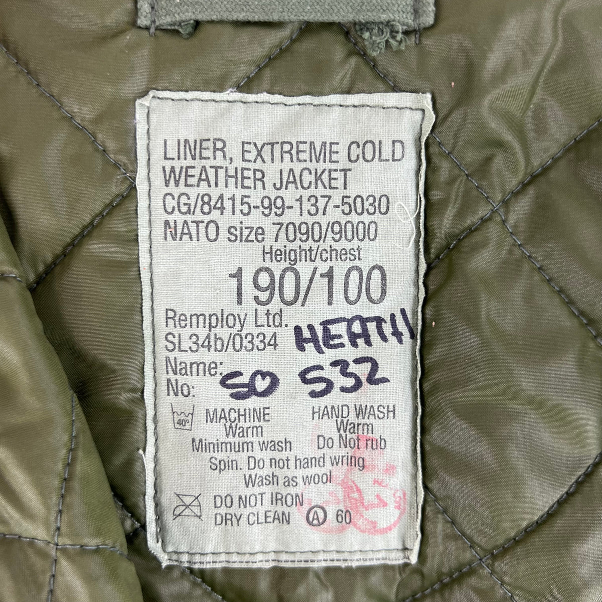 British Army Extreme Cold Weather Smock Jacket Liner - Medium 190/100