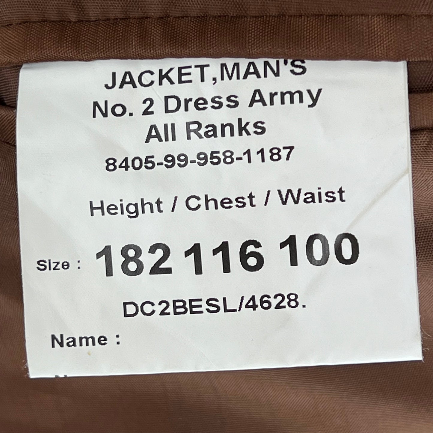 British Army No. 2 FAD Dress Jacket - Large 182/116cm