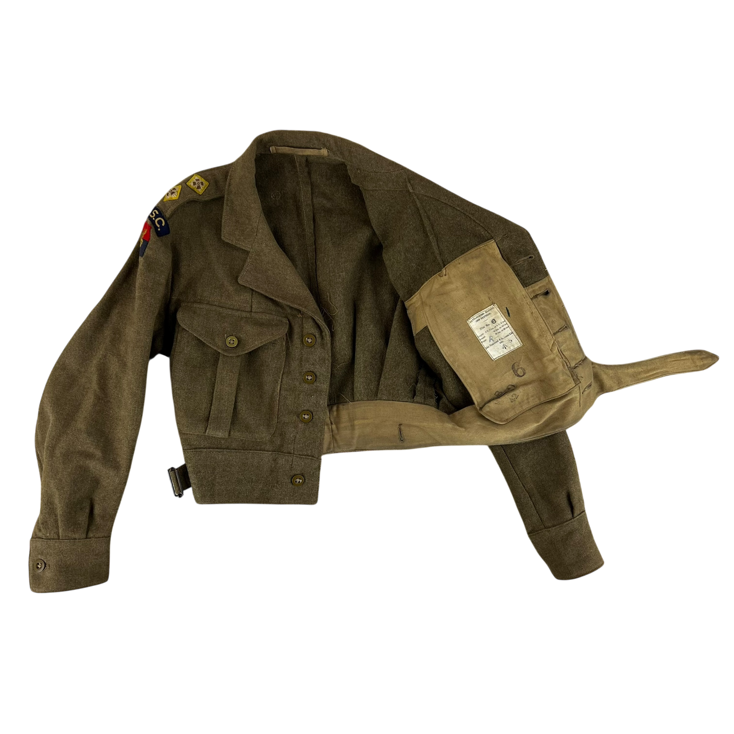 British Army 50s Khaki Ike 1949 Pattern Battle Dress Jacket - RASC - Medium SIZE 6