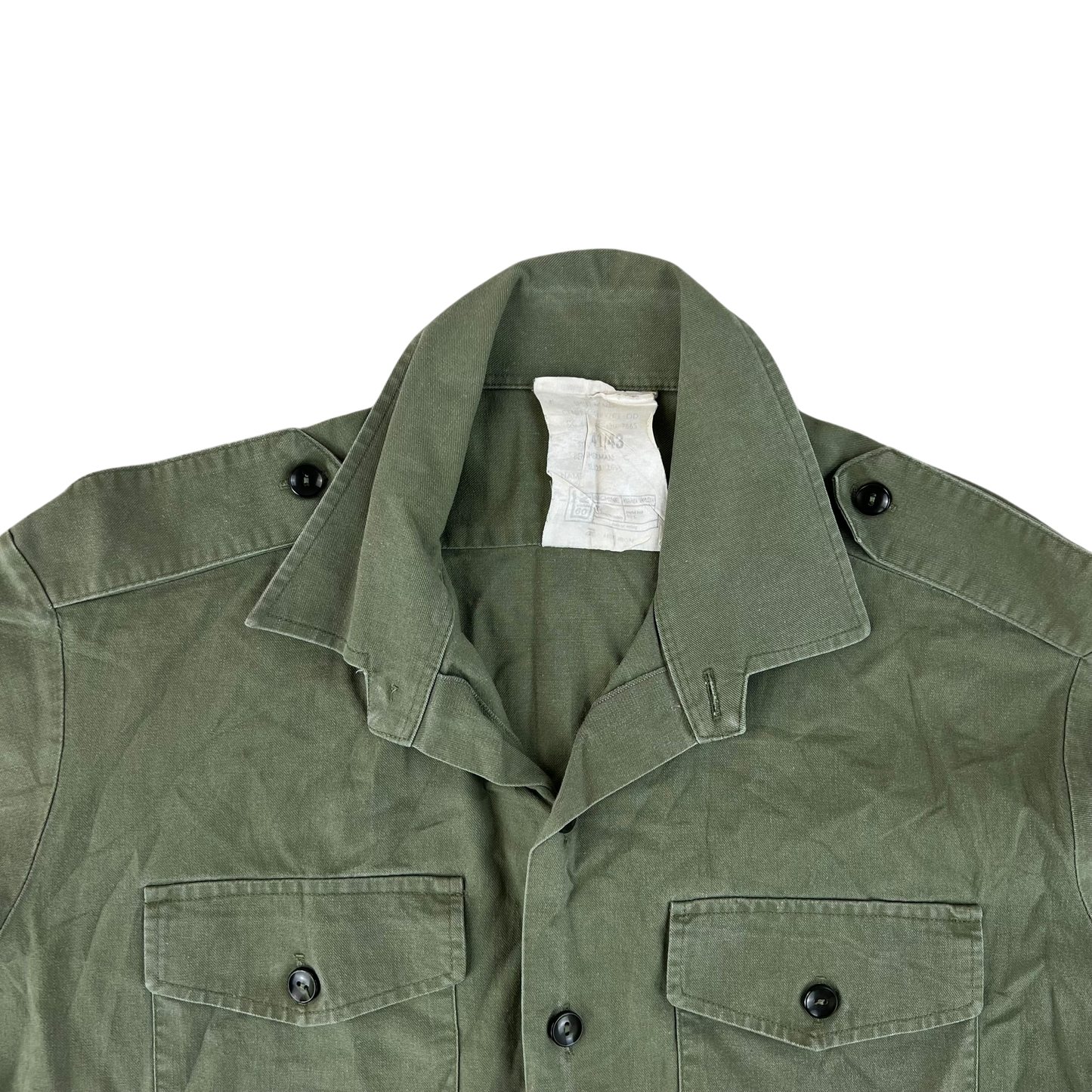 British Army Mens Olive Green Cotton Shirt Short Sleeve - Large C41/43