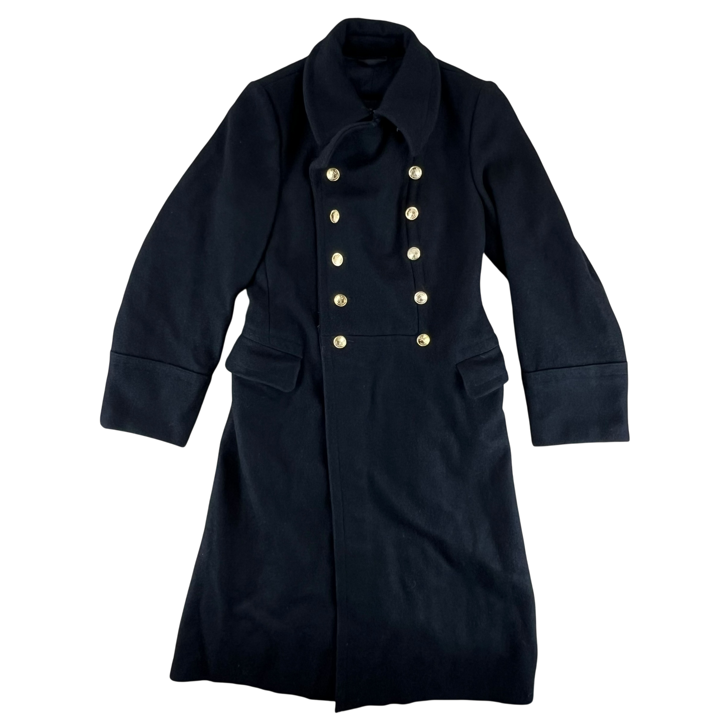 Soviet Navy Black Wool Greatcoat - Small