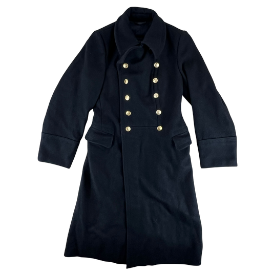 Soviet Navy Black Wool Greatcoat - Small