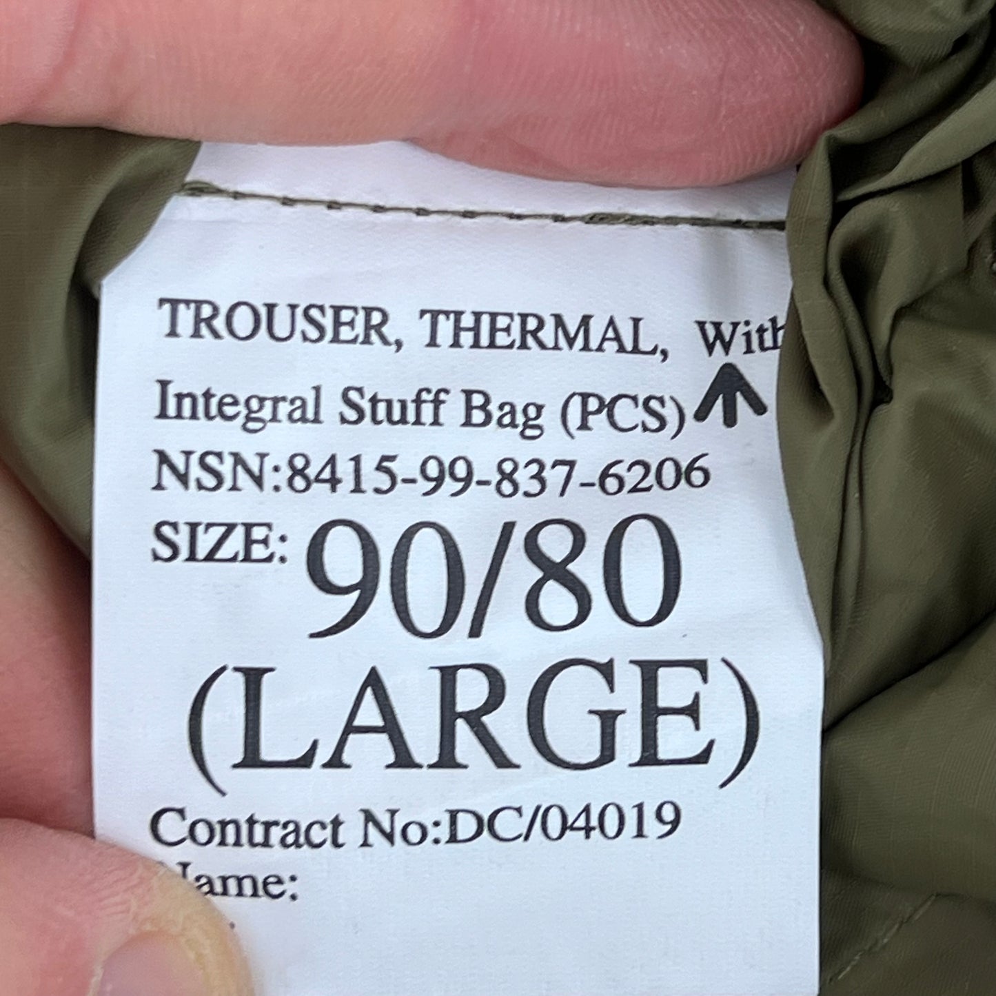 British Army Olive "Buffalo" Thermal Trousers - Large W39 L31