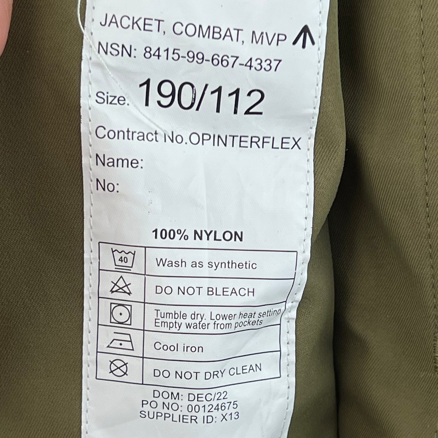 British Army MVP Foul Weather Combat Jacket - Large 190/112