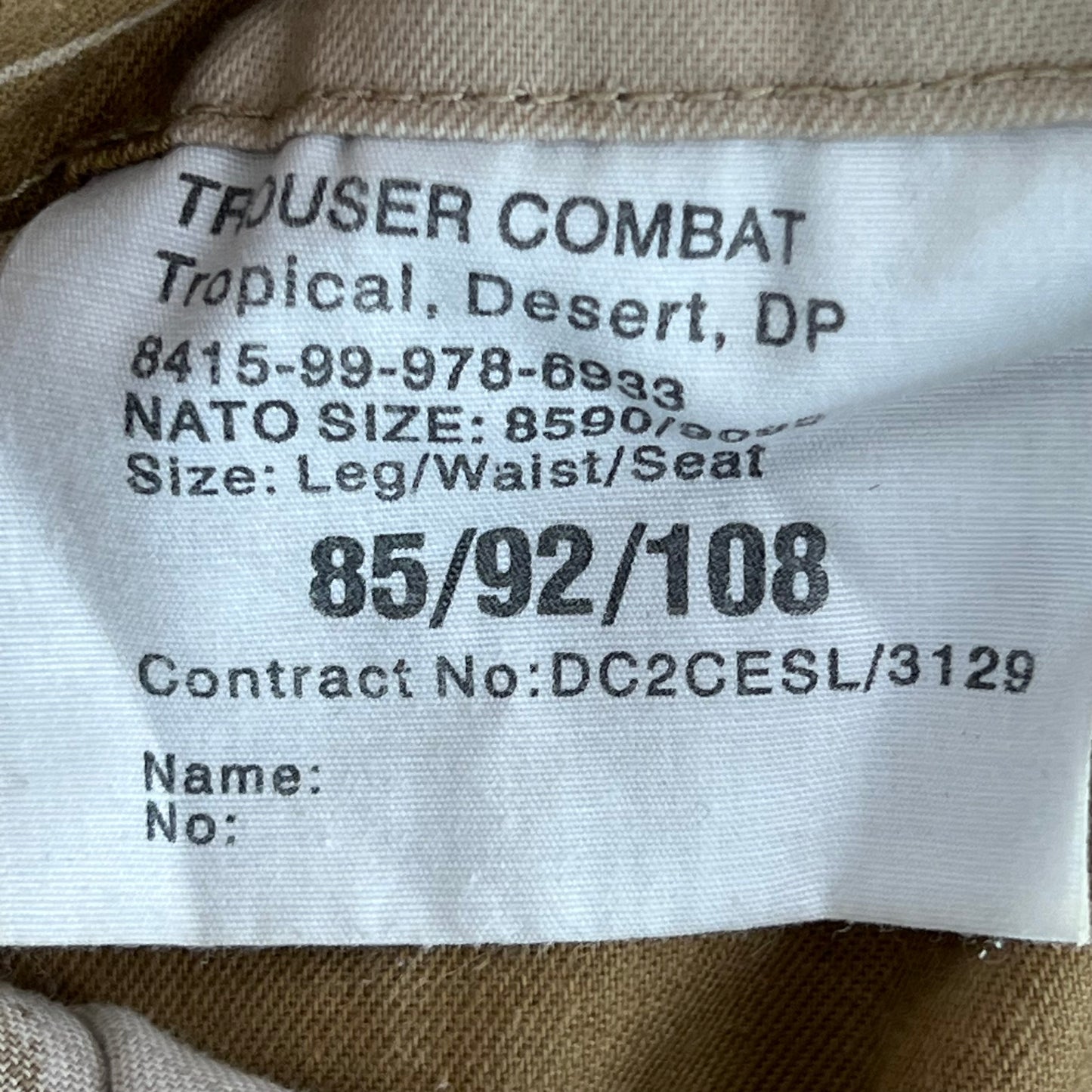 British Army Desert DPM Camouflage S95 Combat Trousers w/ Belt - W35 L32