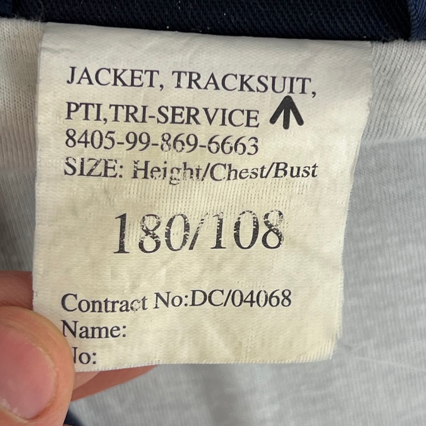 British Army / Tri-Services Navy Blue PTI Tracksuit Top Jacket - Large