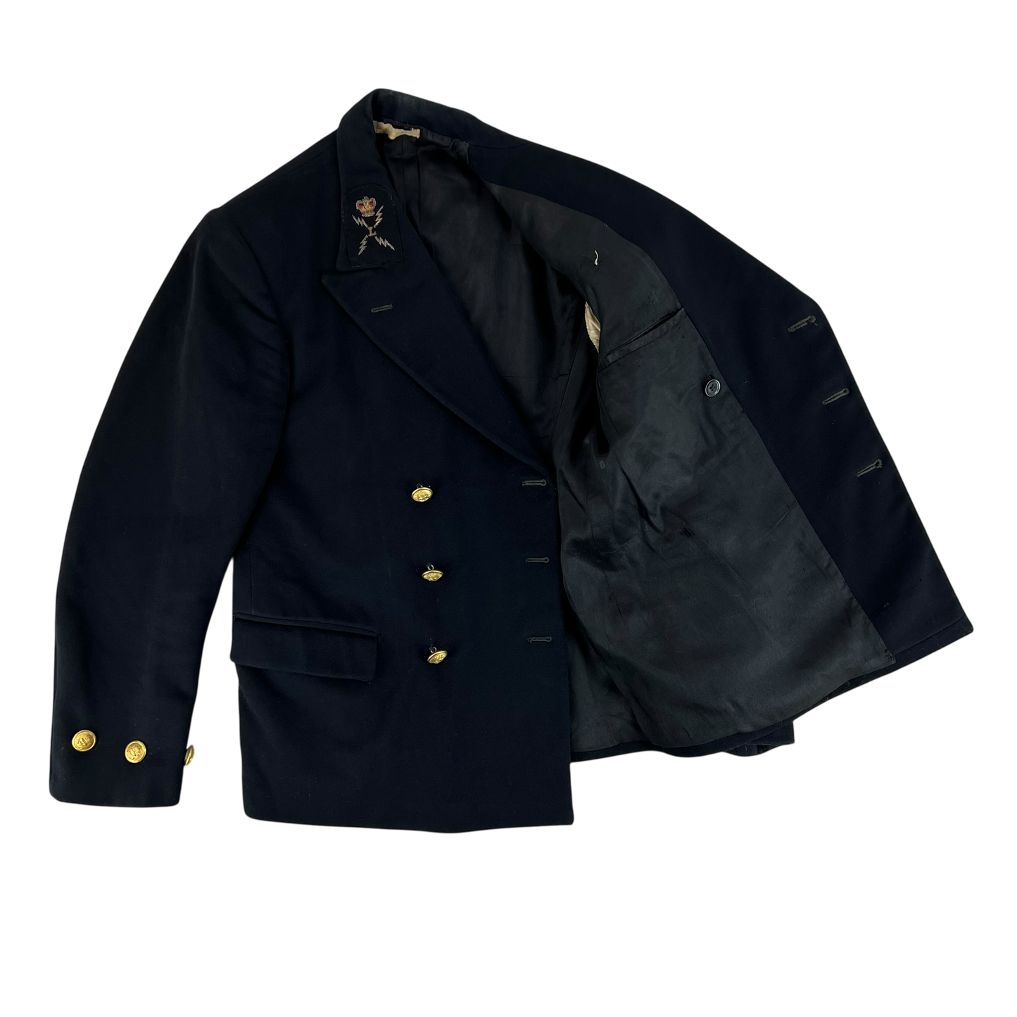 British Royal Naval Reserves 50s Black Dress Uniform - Jacket & Trousers w/ Ephemera - Medium