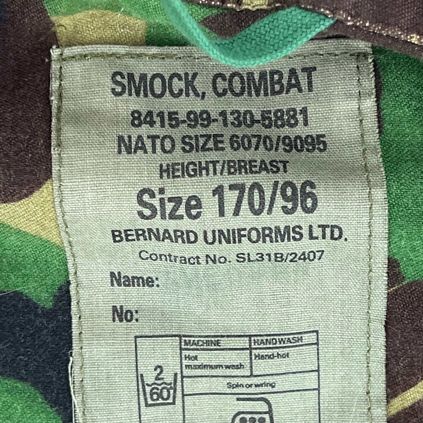 British Army 85 Pattern Woodland DPM Camo Combat Smock - Medium 170/96