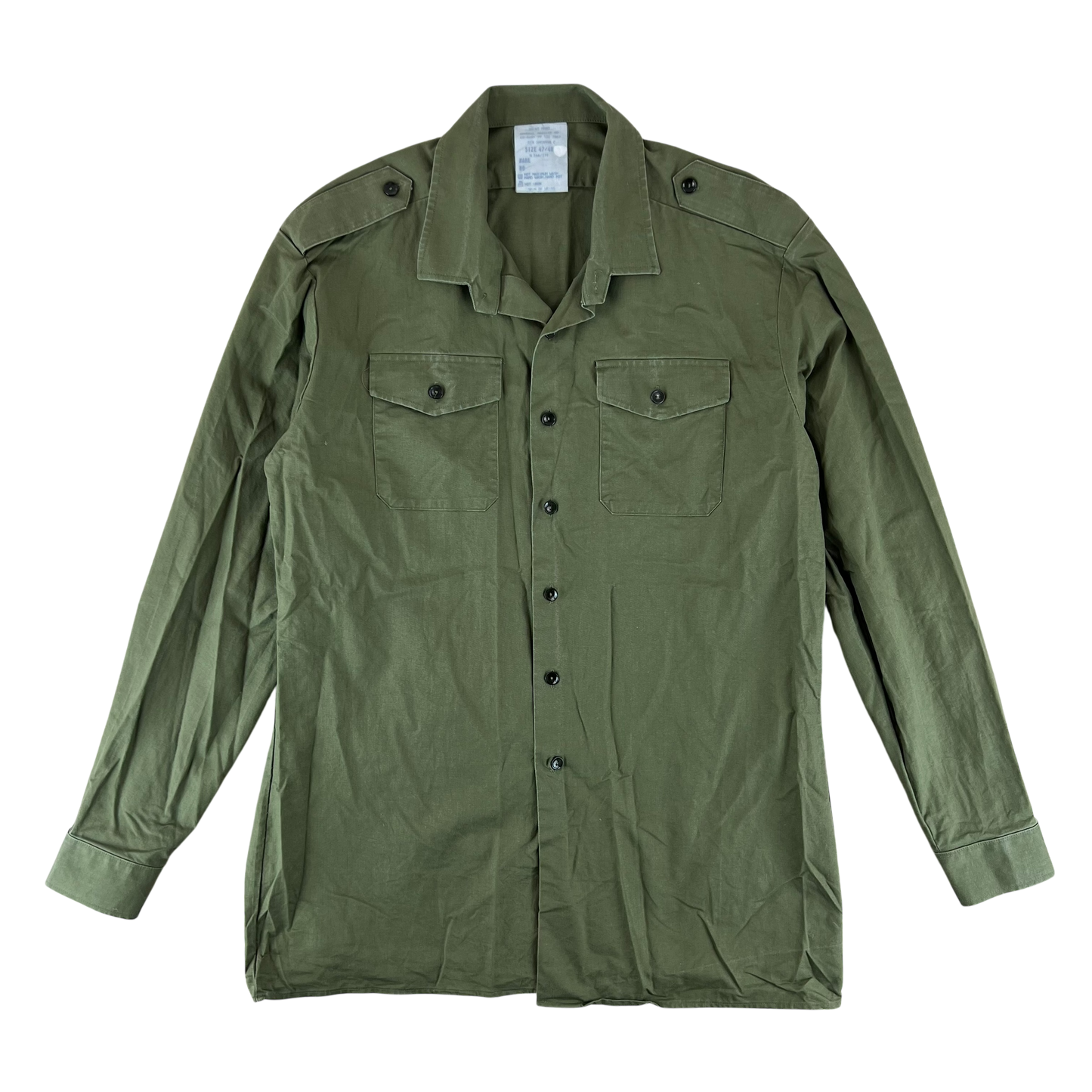 British Army Mens Olive Green Cotton Shirt Long Sleeve - X Large