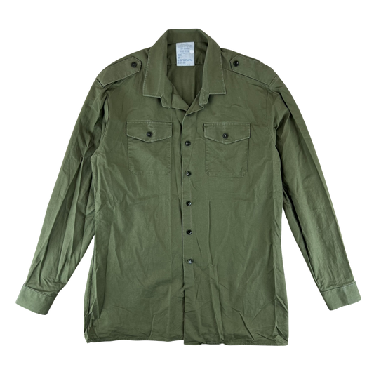 British Army Mens Olive Green Cotton Shirt Long Sleeve - X Large