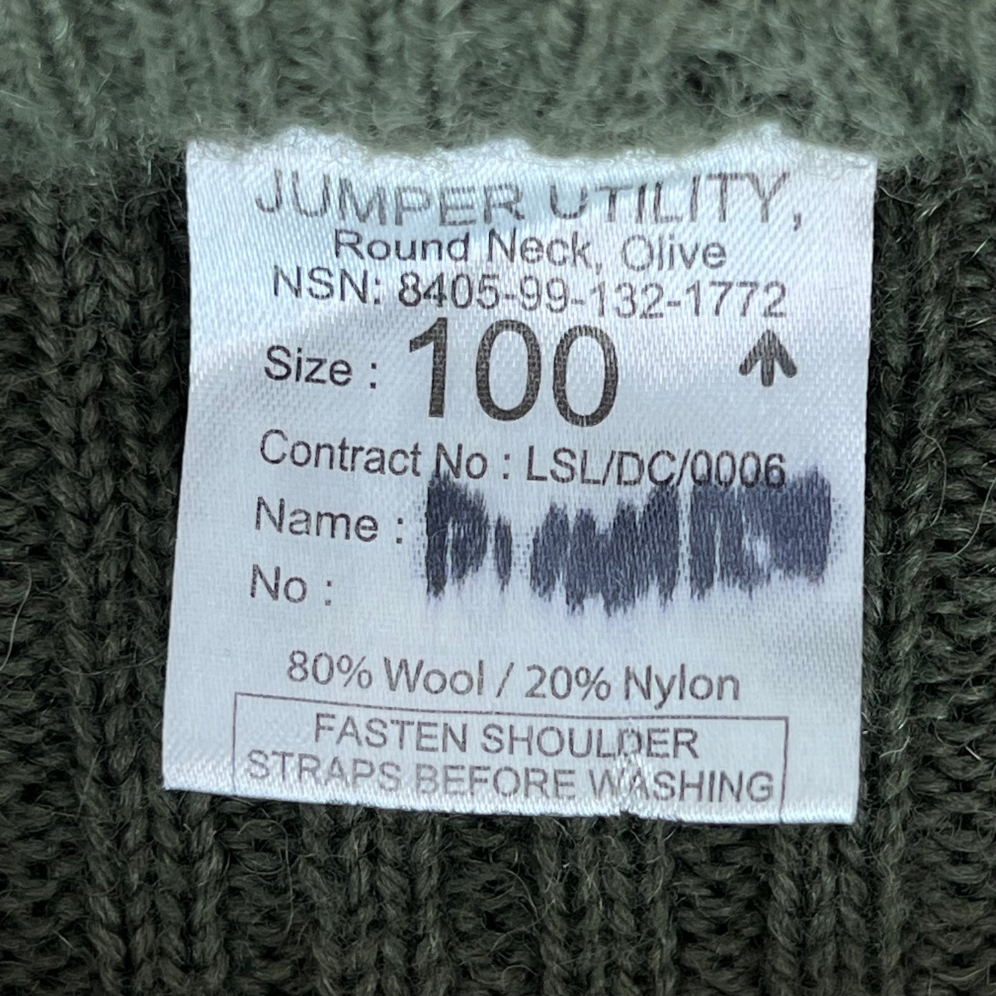 British Army Olive Green Pullover Jumper - Medium