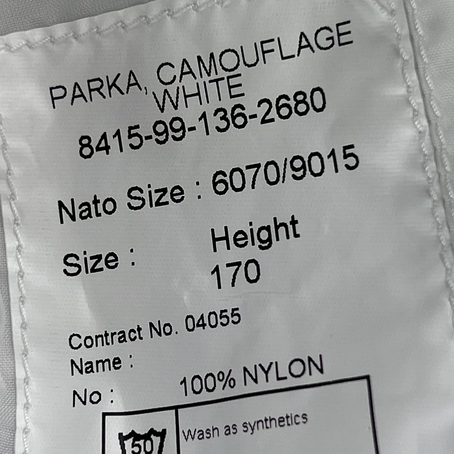 British Army White Snow Camouflage Smock Cover - Height 170cm