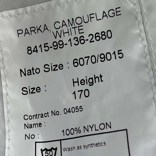 British Army White Snow Camouflage Smock Cover - Height 170cm