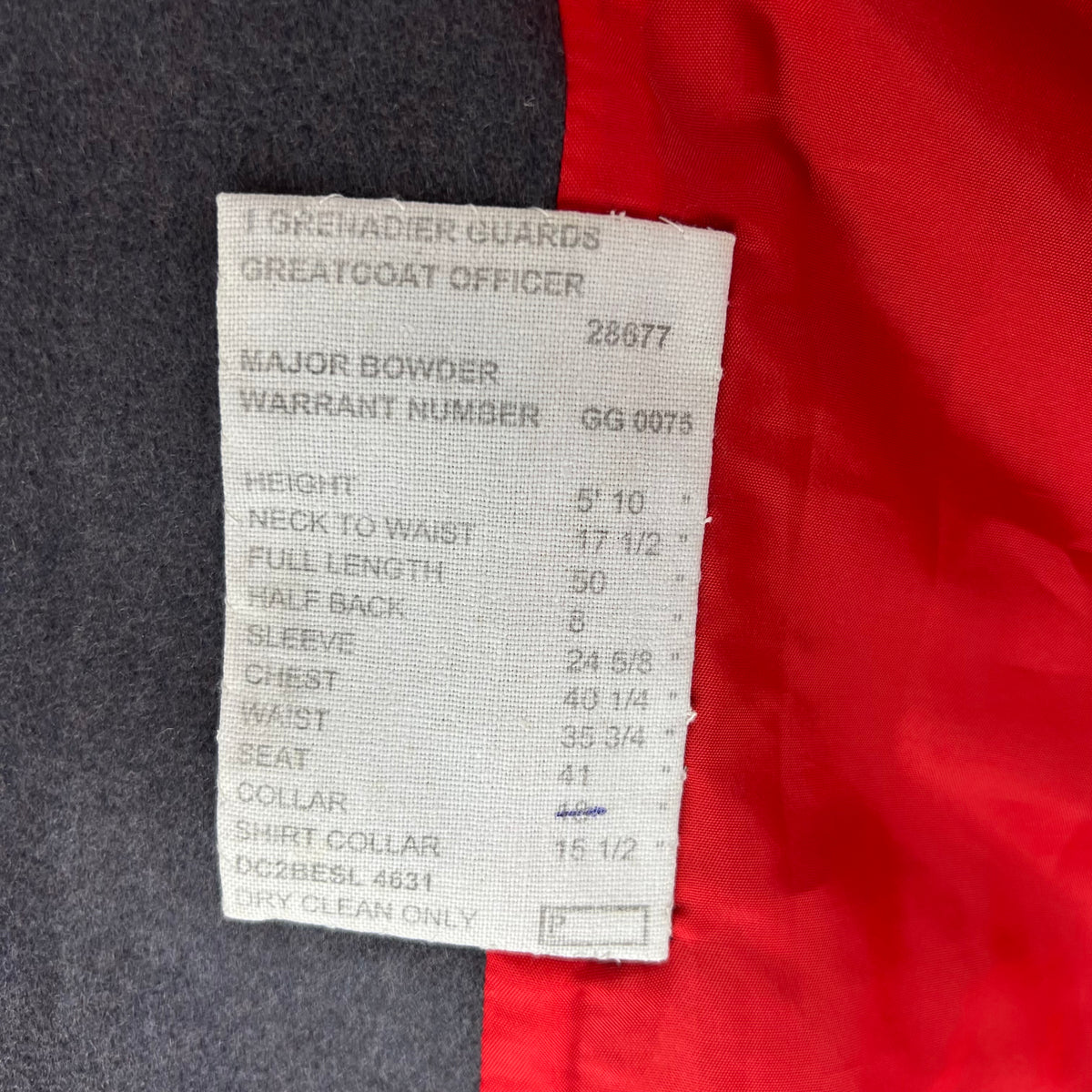 British Army Officer's Double Breasted Wool Greatcoat - Grenadier Guards - Medium