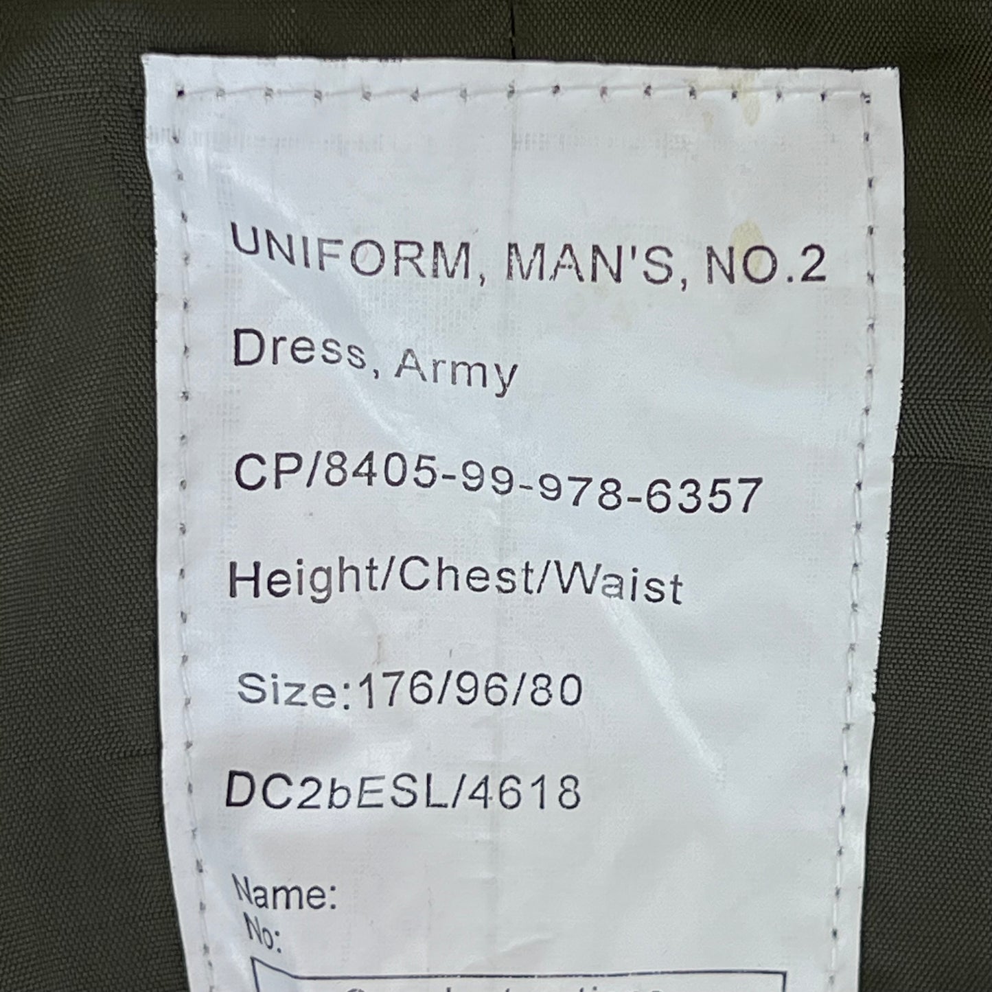 British Army 1980 Pattern No. 2 Olive Green Dress Jacket - Royal Signals - Medium 176/96