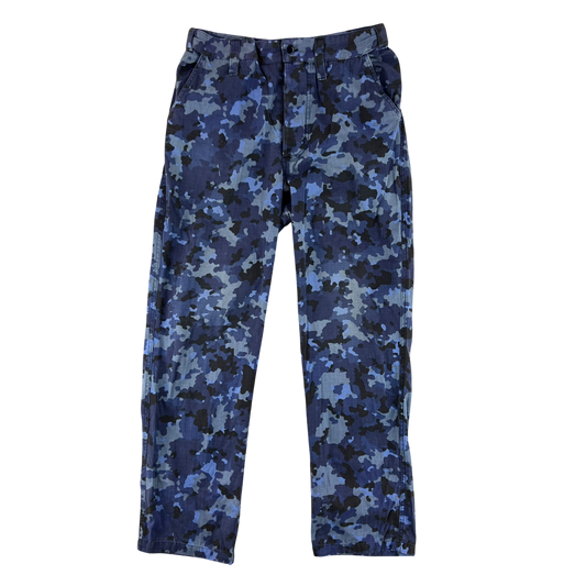 Romanian Navy M2017 Blue Camouflage Ripstop Trousers - W31 L29.5