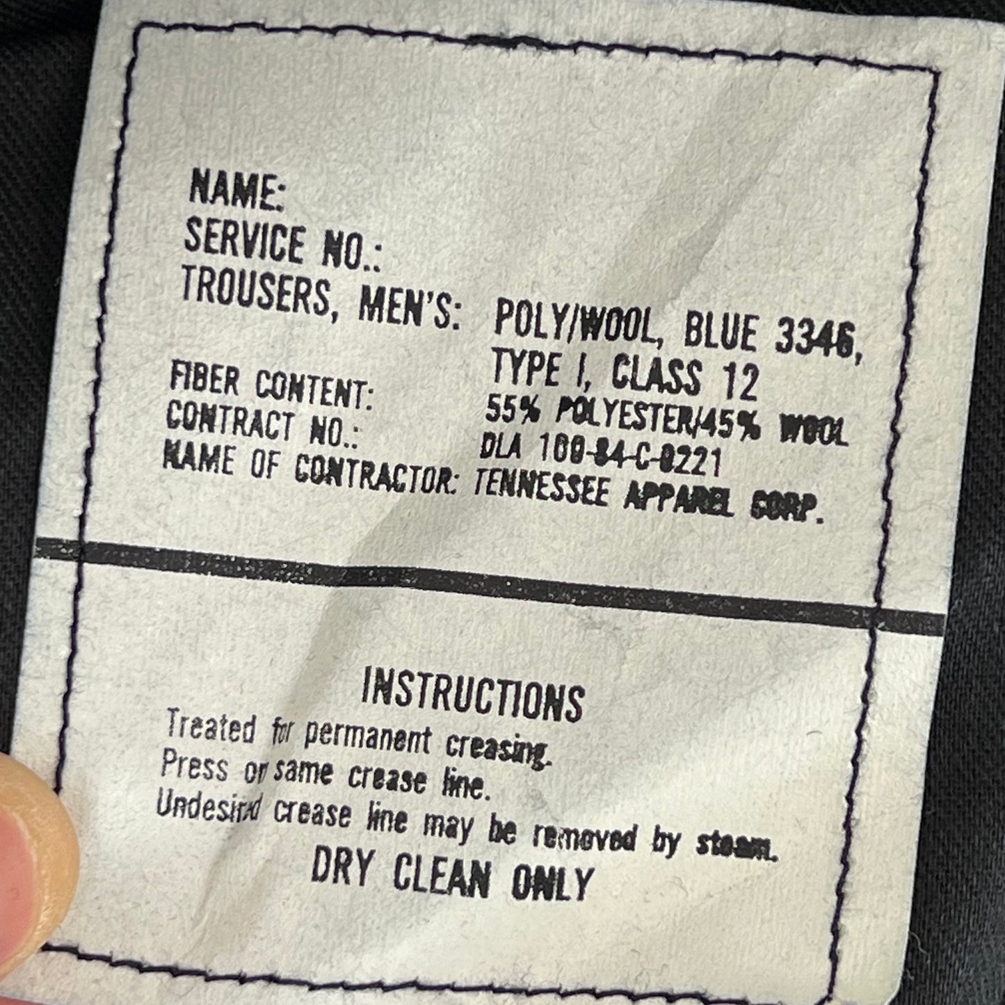US Navy Black Dress Type 1 Class 12 Trousers - W34 L29
