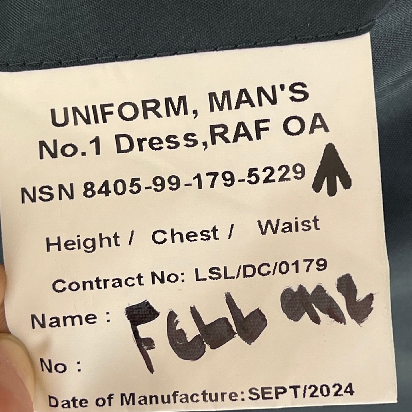 British Royal Air Force No. 1 Dress Jacket w/ Belt - Medium 92S