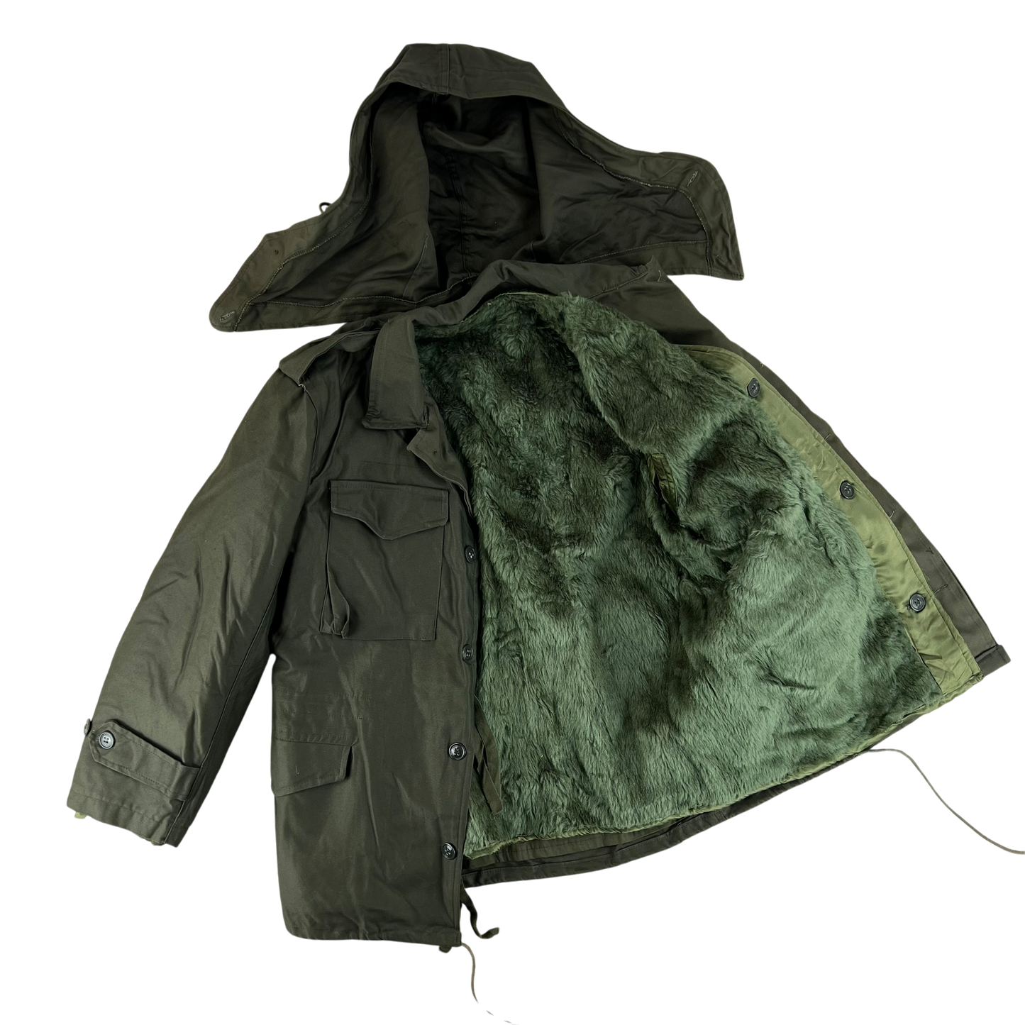 Greek Army M65 Olive Green Jacket w/ Thermal Liner - Medium