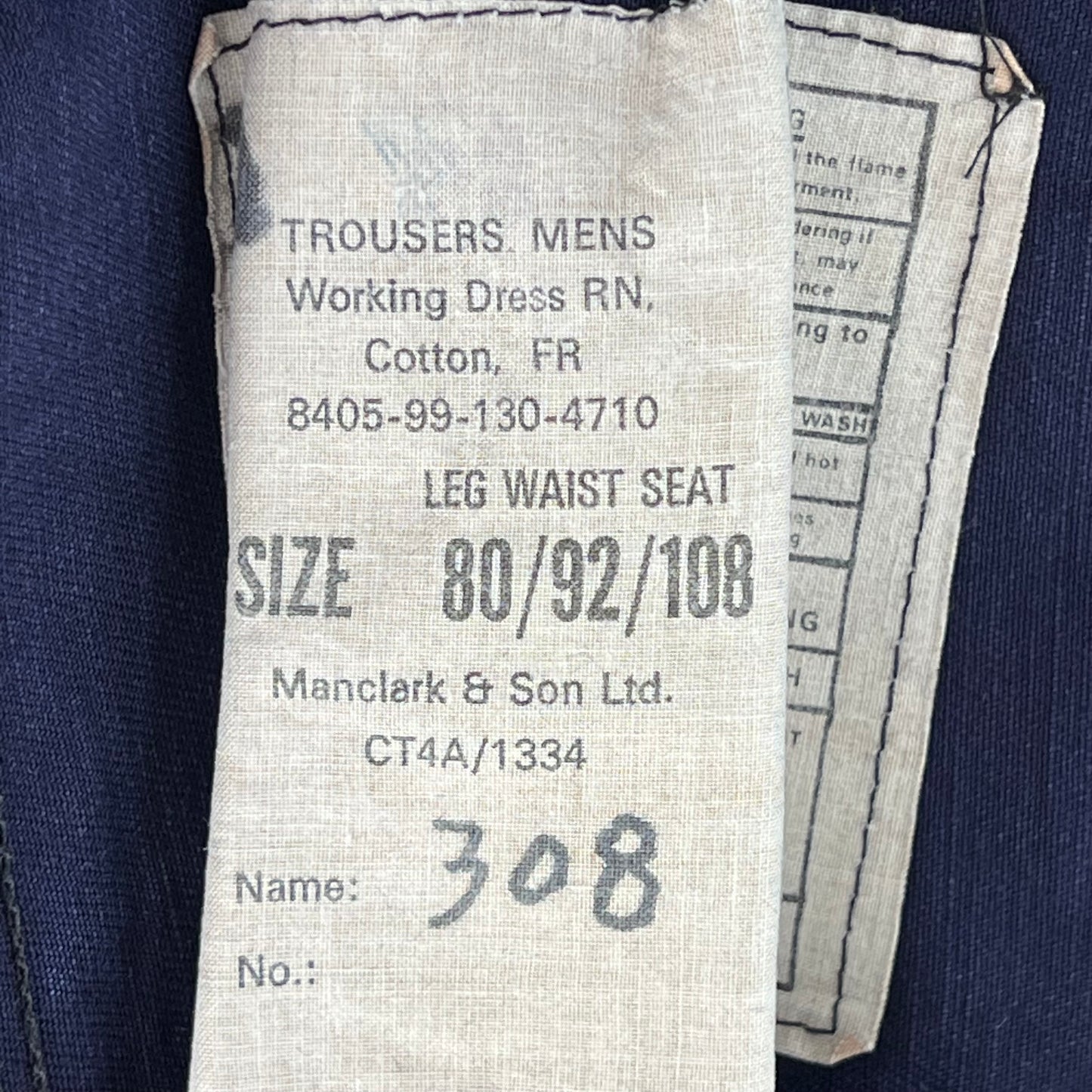 British Royal Navy Cotton Working Dress Trousers - W33 L30