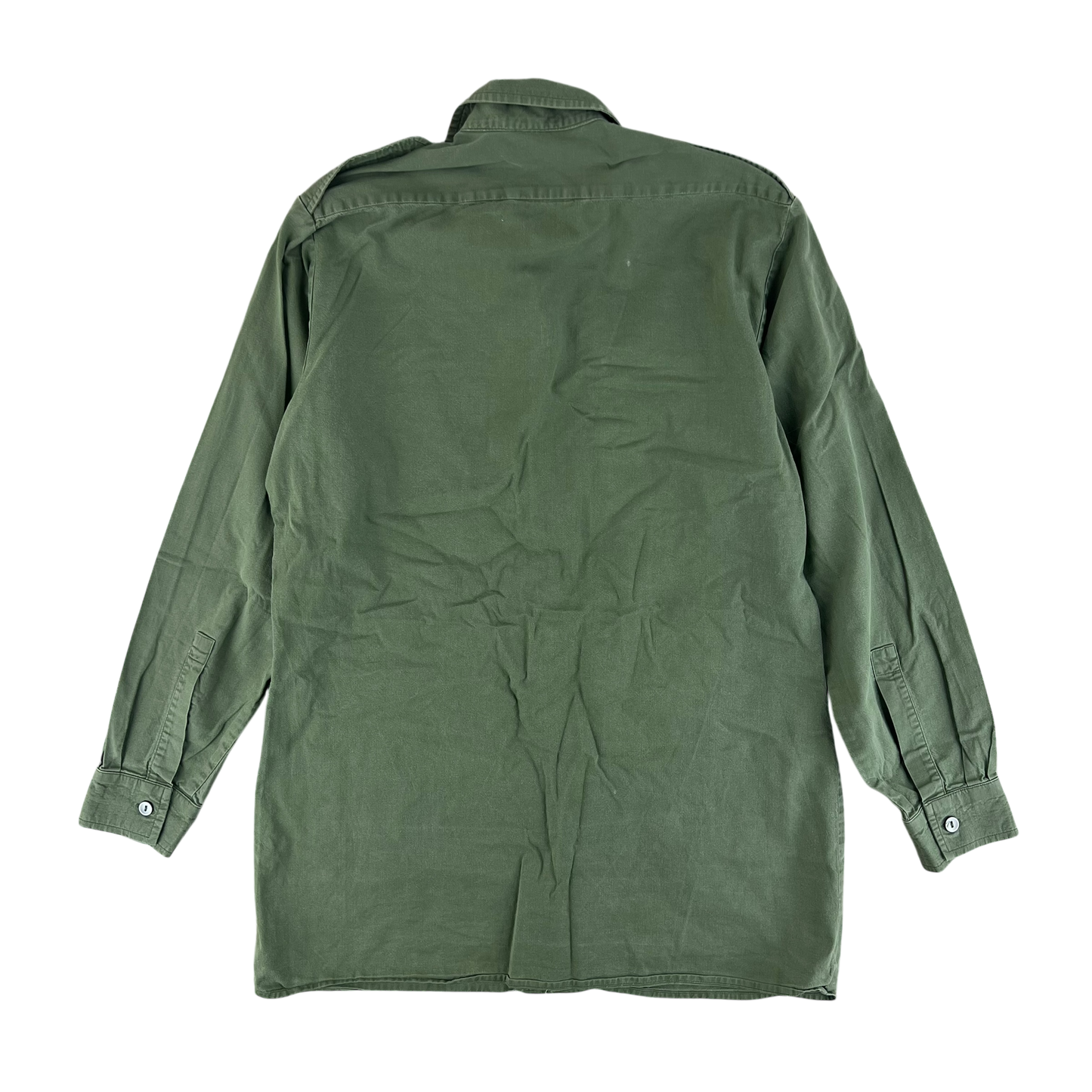British Army Mens Olive Green Cotton Shirt Long Sleeve - Medium