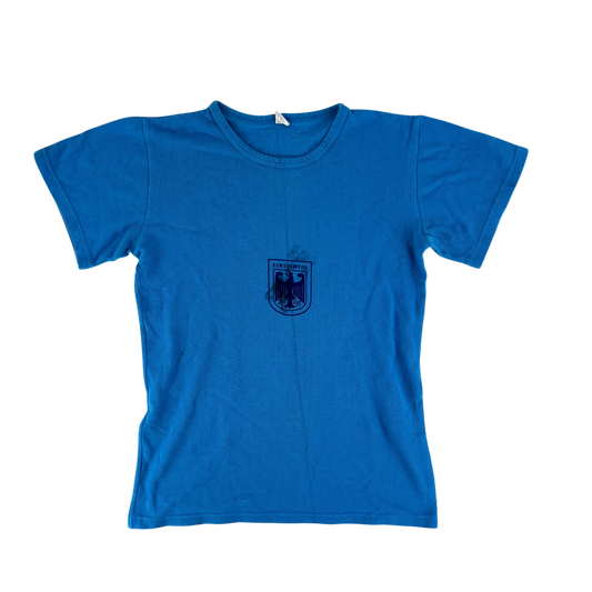 West German Army 70s Blue Training T Shirt - Small