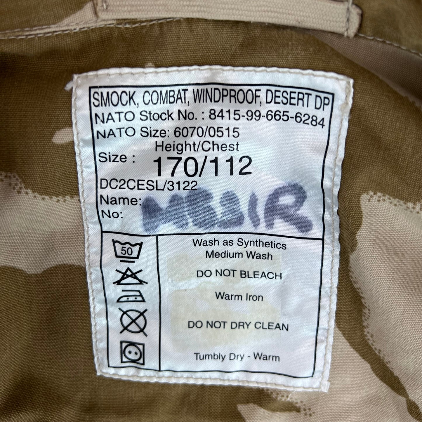 British Army S95 Desert DPM Camouflage Windproof Combat Smock - Large 170/112