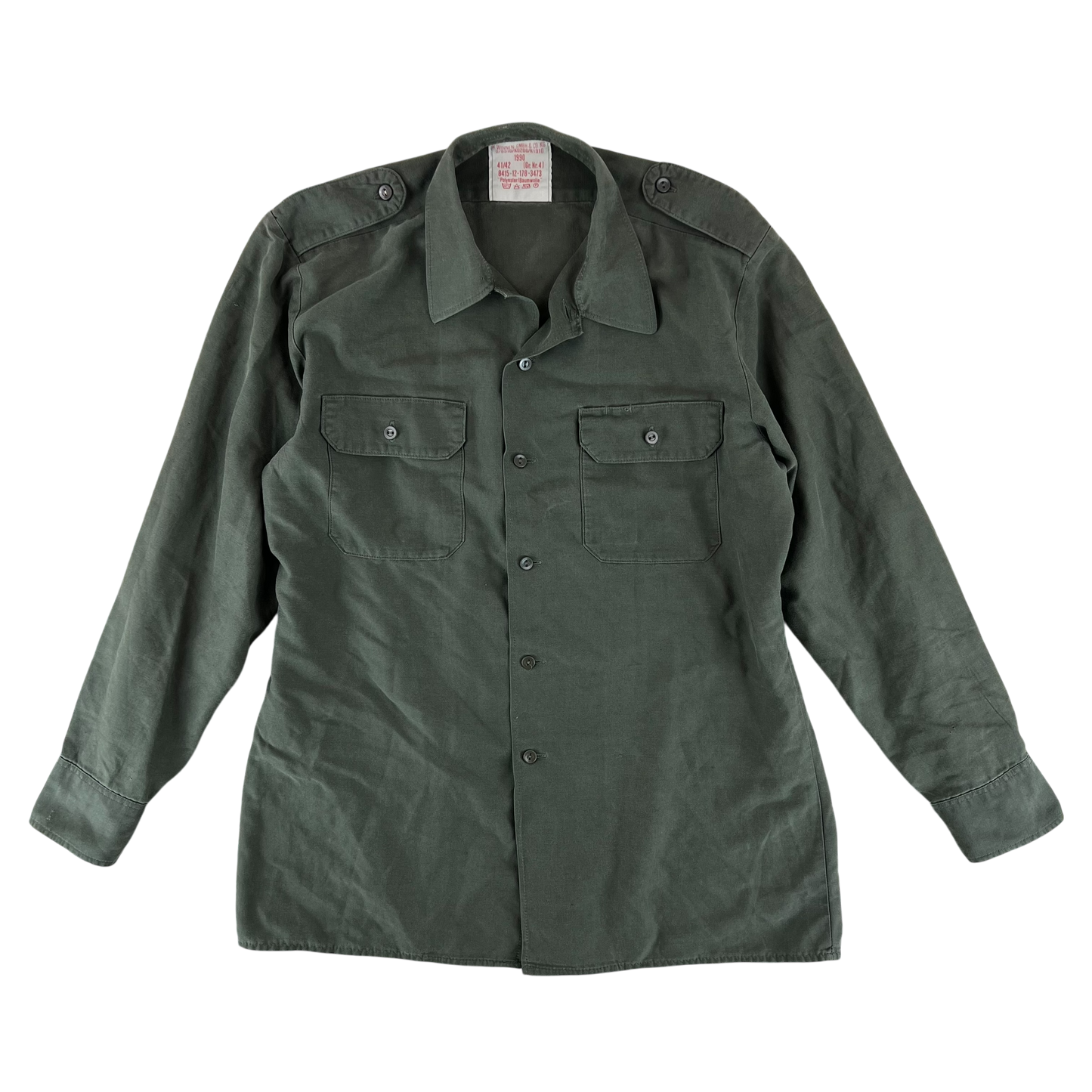 German Army Olive Green Long Sleeve Field Shirt - Large GrNr4
