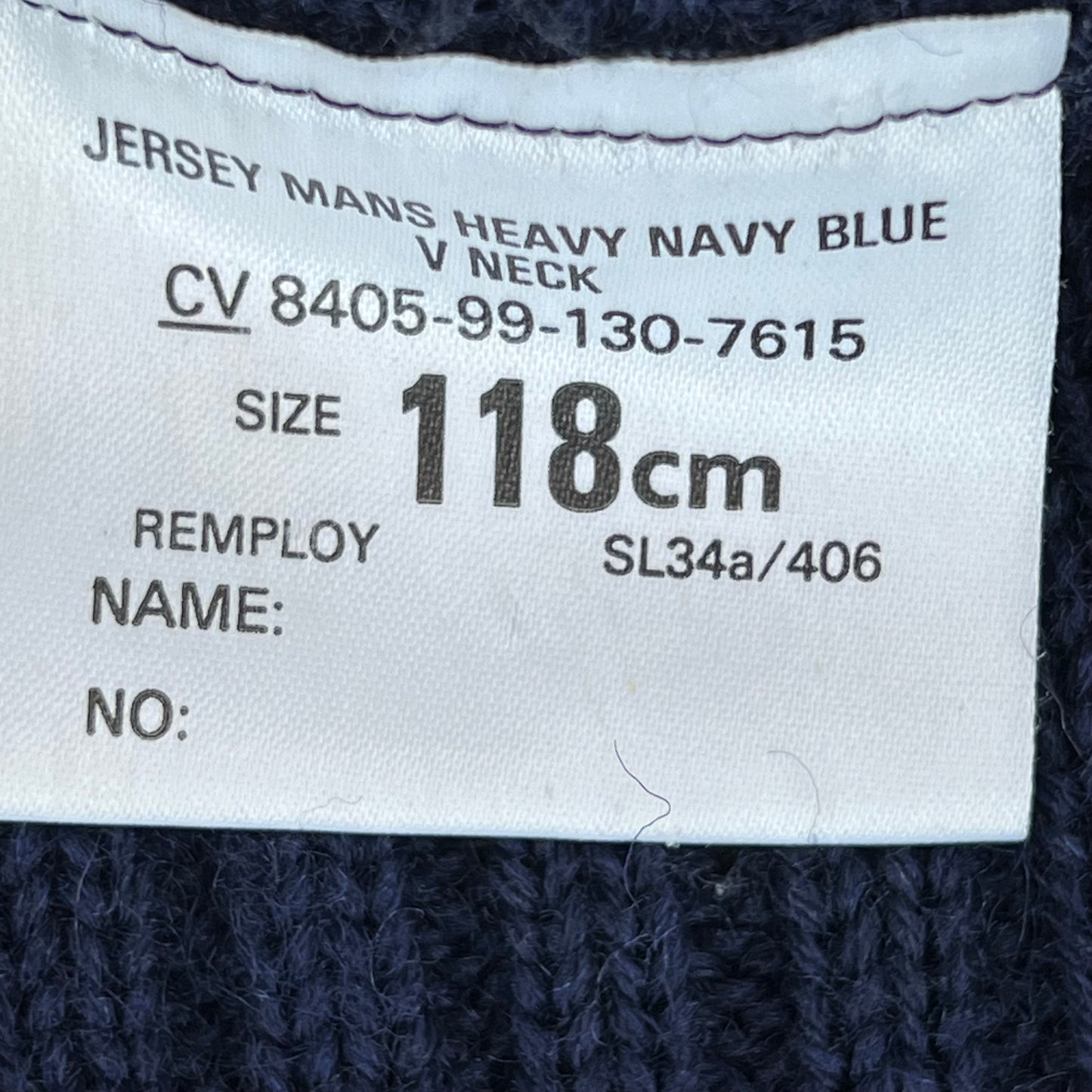 British Royal Navy Wool V Neck Pullover Jersey Jumper - X Large 118cm